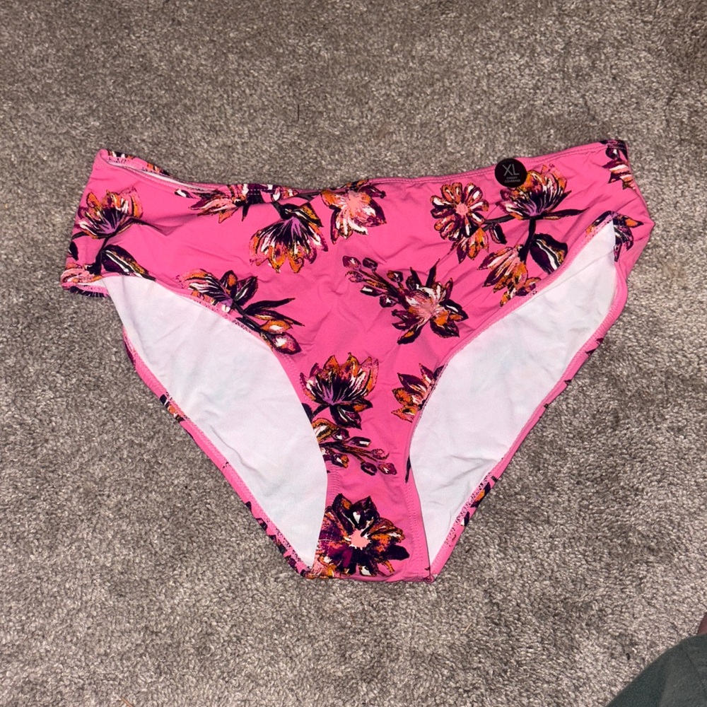 Cotton On Pink Floral Bikini Bottom size Xl new